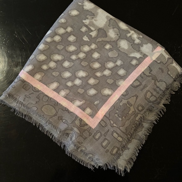 Gray Scarf Abstract Print with Pink - Picture 1 of 4